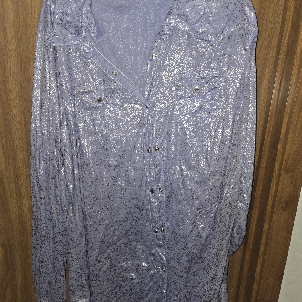 Wrangler Lavender Metallic Button-Up Shirt
